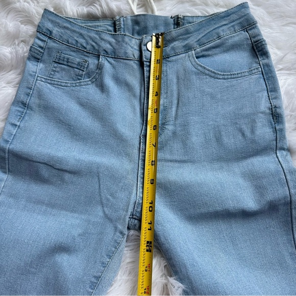 🍓[ shein ] Light Wash High Rise Lace Up Waistband Denim Jeans - Picture 11 of 14
